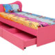 cupcake single bed with one side table in barbie pink frosty white colour by rawat cupcake single