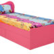 cupcake single bed with one side table in barbie pink frosty white colour by rawat cupcake single