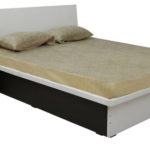 series 36queen bed with one side table in frosty white colour by rawat series 36 queen bed