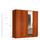 four door wardrobe with mirror in bird cherry finish in mdf by primorati four door wardrobe