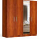 four door wardrobe with mirror in bird cherry finish in mdf by primorati four door wardrobe