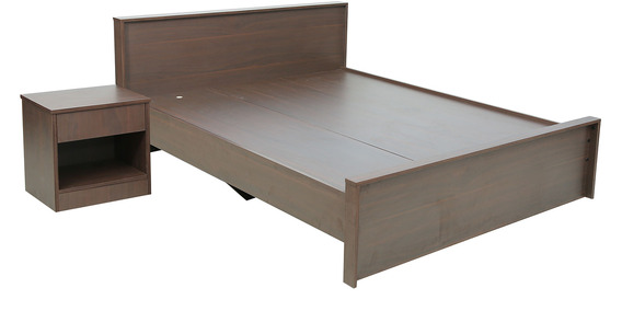 rawat lucerne queen bed with side table in brown colour by rawat rawat lucerne queen bed