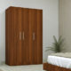 three door compact wardobe in plpb with classic walnut finish-by primorati three door compact wardobe