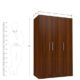 three door compact wardobe in plpb with classic walnut finish by primorati three door compact wardobe