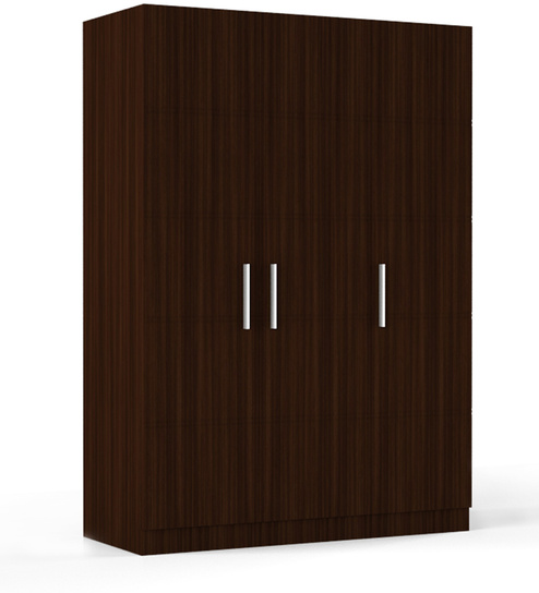 three door wardrobe in brazilian walnut finish in ply by primorati three door wardrobe