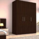 three door wardrobe in brazilian walnut finish in ply by primorati three door wardrobe