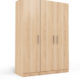 three door wardrobe in swiss elm finish in mdf by primorati three door wardrobe