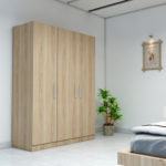 three door wardrobe in swiss elm finish in mdf by primorati three door wardrobe