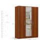 three-door-wardrobe with mirror in bird cherry finish in mdf by primorati three door wardrobe