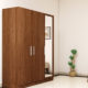 three door wardrobe with mirror in viking teak finish in ply by primorati three door wardrobe