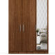 three door wardrobe with mirror in viking teak finish in ply by primorati three door wardrobe