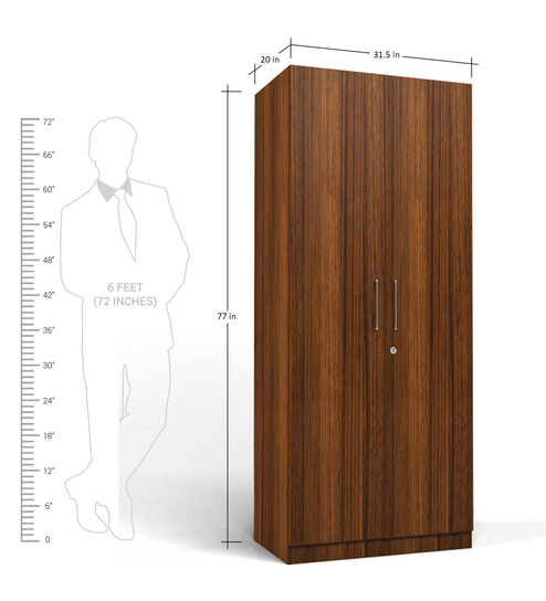 two door compact wardrobe in mdf with classic walnut finish by primorati two door compact wardrobe