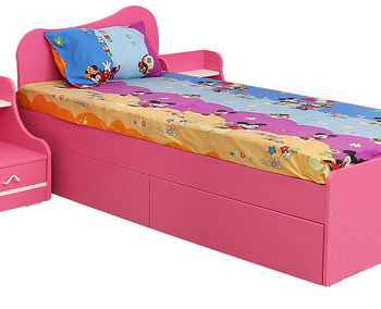 cupcake single bed with one side table in barbie pink frosty white colour by rawat cupcake single