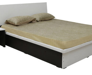 series 36queen bed with one side table in frosty white colour by rawat series 36 queen bed